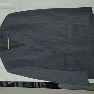 Men's Gray Pinstripe Suit - Two-Piece Blazer & Trousers